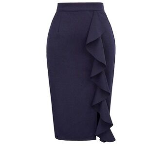GRACE KARIN Women's Ruffle Bodycon Knee Length Pencil Skirt